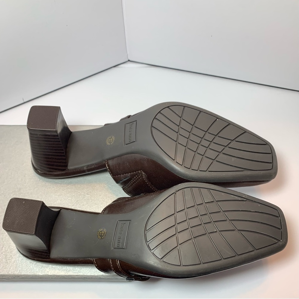 🎒 BTS SALE 📚 Kate Ann Emily Brown Block Heel Mule Shoes Square Toe Women’s 6.5 N - Picture 8 of 11